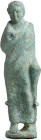 Roman Bronze Togatus; Roman Bronze Togatus, ca. 1st-3rd Century AD. Small robed figure with thick light green patina.
Mounted height 4 1/4". H. 3 5/8...