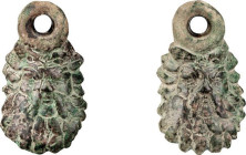 Roman Pair of Bronze Satyr Appliques; Roman Pair of Bronze Satyr Appliques, ca. 2nd Century AD. This is a wonderful example of the iconic classical de...