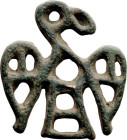 Roman Bronze Openwork Eagle; Roman Bronze Openwork Eagle, ca. 5th-6th Century AD. A striking stylized Visigoth eagle with wings outstretched and head ...