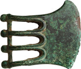 Luristan Bronze Axehead; Luristan Bronze Axehead, Bronze Age, ca. late 2nd millennium BC. A bronze axehead, four bulbous projections in rear for strik...