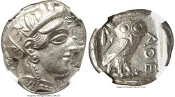 ATTICA. Athens. Ca. 440-404 BC. AR tetradrachm (25mm, 17.20 gm, 9h). NGC MS 5/5 - 4/5. Mid-mass coinage issue. Head of Athena right, wearing earring, ...