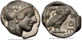ATTICA. Athens. Ca. 440-404 BC. AR tetradrachm (25mm, 17.19 gm, 5h). NGC AU 5/5 - 5/5. Mid-mass coinage issue. Head of Athena right, wearing earring, ...
