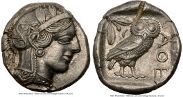 ATTICA. Athens. Ca. 440-404 BC. AR tetradrachm (24mm, 17.18 gm, 1h). NGC AU 5/5 - 2/5, test cut, scuffs. Mid-mass coinage issue. Head of Athena right,...