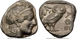 ATTICA. Athens. Ca. 440-404 BC. AR tetradrachm (24mm, 17.19 gm, 7h). NGC Choice XF 5/5 - 4/5. Mid-mass coinage issue. Head of Athena right, wearing ea...