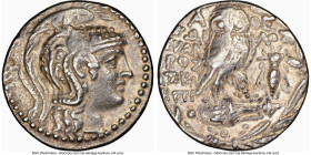 ATTICA. Athens. Ca. 2nd-1st centuries BC. AR tetradrachm (28mm, 12h). NGC VF. New Style coinage, ca. 110/9 BC, 5th or 7th month. Zoilus, Euandrus and ...