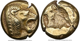 LESBOS. Mytilene. Ca. 521-478 BC. EL sixth-stater or hecte (10mm, 2.54 gm, 11h). NGC Choice XF 4/5 - 4/5. Head of roaring lion right, wearing beaded c...