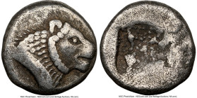 CARIA. Mylasa(?). Ca. 520-450 BC. AR 1/6 stater (10mm). NGC VF. Forepart of lion right with one extended foreleg / Incuse square with irregular interi...