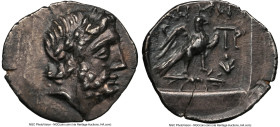 CARIA. Stratoniceia. Ca. 2nd-1st centuries BC. AR hemidrachm (13mm, 1.24 gm, 12h). NGC Choice XF 4/5 - 3/5. Menan, magistrate. Laureate head of Zeus r...