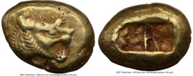 LYDIAN KINGDOM. Alyattes or Walwet (ca. 610-546 BC). EL third-stater or trite (13mm, 4.72 gm). NGC Choice VF 4/5 - 3/5, countermarks, flan flaw. Lydo-...