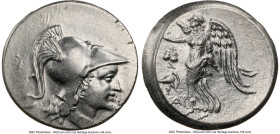 PAMPHYLIA. Side. Ca. 3rd-2nd centuries BC. AR tetradrachm (29mm, 12h). NGC Choice XF. Ar-, magistrate. Head of Athena right, wearing triple-crested Co...