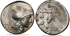 PAMPHYLIA. Side. Ca. 3rd-2nd centuries BC. AR tetradrachm (27mm, 12h). NGC Choice VF, brushed. Ar-, magistrate. Head of Athena right, wearing triple-c...