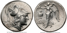 PAMPHYLIA. Side. Ca. 3rd-2nd centuries BC. AR tetradrachm (29mm, 12h). NGC Choice VF, scratch. Head of Athena right, wearing crested Corinthian helmet...