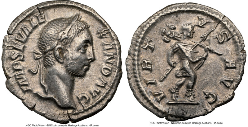 Severus Alexander (AD 222-235). AR denarius (20mm, 11h). NGC Choice XF, light ma...