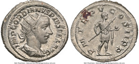 Gordian III (AD 238-244). AR antoninianus (23mm, 5.17 gm, 12h). NGC MS 5/5 - 3/5. Rome, AD 243-244. IMP GORDIANVS PIVS FEL AVG, radiate, draped, and c...