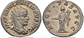 Philip I (AD 244-249). AR antoninianus (22mm, 3.65 gm, 6h). NGC Choice AU 5/5 - 5/5. Rome, AD 244-247. IMP M IVL PHILIPPVS AVG, radiate, draped, and c...