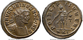 Carinus, as Caesar (AD 283-285). BI antoninianus (22mm, 7h). NGC AU. Siscia, 3rd officina. M AVR CARINVS NOB CAES, radiate, cuirassed bust of Carinus ...