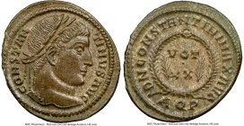 Constantine I the Great (AD 307-337). AE3 or BI nummus (20mm, 3.08 gm, 6h). NGC MS 5/5 - 4/5. Aquileia, 1st officina, AD 322. CONSTAN-TINVS AVG, laure...