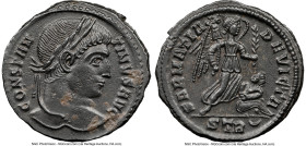 Constantine I the Great (AD 307-337). AE3 or BI nummus (19mm, 1h). NGC Choice AU. Trier, 2nd officina, AD 323-324. CONSTAN-TINVS AVG, laureate head of...