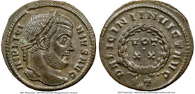 Licinius I (AD 308-324). AE3 or BI nummus (19mm, 1h). NGC Choice AU, flan flaw. Ticinum, 1st officina, AD 320-321. IMP LICI-NIVS AVG, laureate head of...