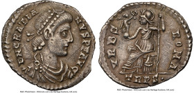 Gratian, Western Roman Empire (AD 367-383). AR siliqua (18mm, 12h). NGC Choice VF, bent, graffiti, edge chip. Trier, ca. AD 367-375. D N GRATIA-NVS P ...