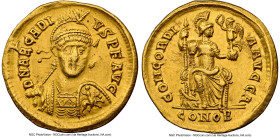 Arcadius, Eastern Roman Empire (AD 383-408). AV solidus (19mm, 4.37 gm, 5h). NGC XF 5/5 - 3/5, punch mark, brushed, marks. Constantinople, 1st officin...