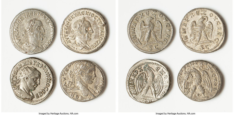 ANCIENT LOTS. Roman Provincial. Lot of four (4) AR tetradrachms. VG-VF. Includes...
