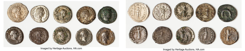 ANCIENT LOTS. Roman Imperial. Lot of ten (10) AR denarii. VG-Choice Fine. Includ...