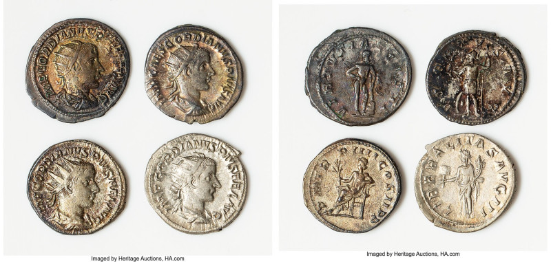 ANCIENT LOTS. Roman Imperial. Gordian III (AD 238-244). Lot of four (4) AR anton...