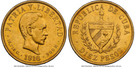 Republic gold 10 Pesos 1916 VF Details (Removed From Jewelry) NGC, Philadelphia mint, KM20. HID09801242017 © 2024 Heritage Auctions | All Rights Reser...