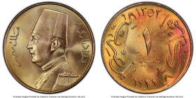 Fuad I Specimen Millieme AH 1352 (1933)-H SP66 Red and Brown PCGS, Heaton mint, KM344. Ex. King's Norton Mint Collection From the Arabisc Collection H...