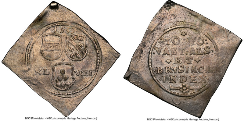 Breisach. Free City Klippe 48 Kreuzer 1633 AU Details (Mount Removed) NGC, KM3.1...