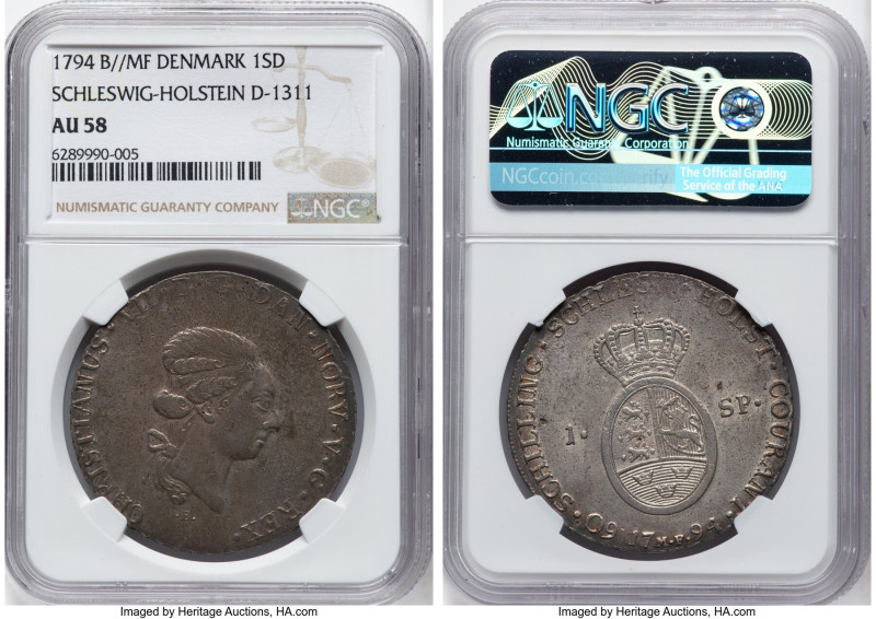 Schleswig-Holstein. Christian VII of Denmark 60 Shilling (Speciedaler)1794-MF AU...