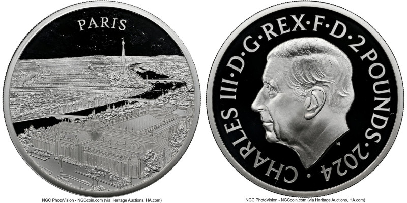 Charles III silver Proof "Paris" 2 Pounds (1 oz) 2024 PR70 Ultra Cameo NGC, Mint...