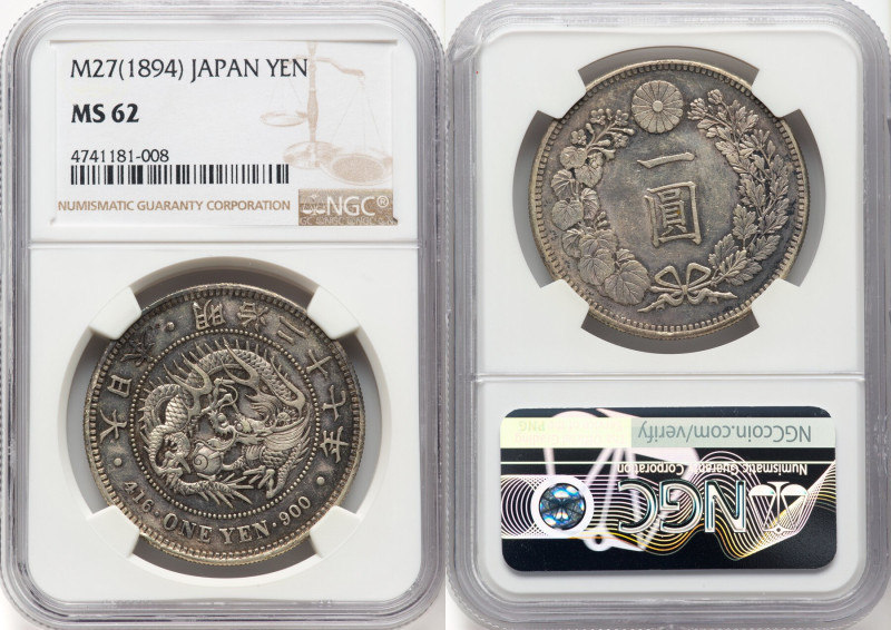 Meiji Yen Year 27 (1894) MS62 NGC, KM-YA25.3. HID09801242017 © 2024 Heritage Auc...