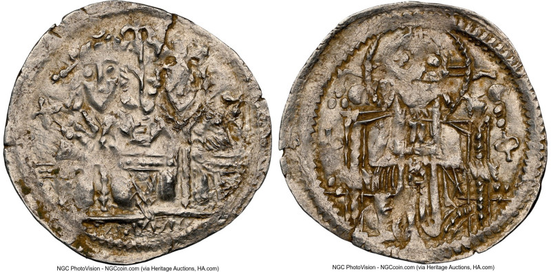 Stefan Uros IV Dusan 1/2 Dinar ND (1331-1355) MS62 NGC, Jovanovic-64. 17mm. 0.39...