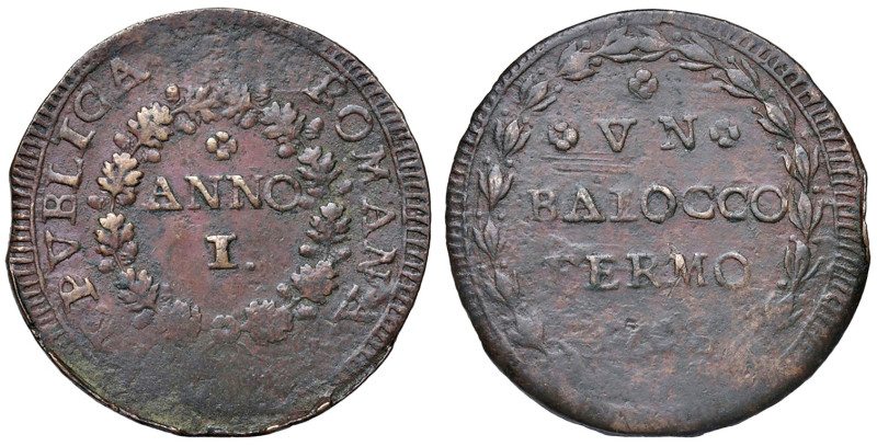 Fermo. Repubblica Romana (1798-1799). Baiocco anno I (1798) CU gr. 7,60. Pagani ...