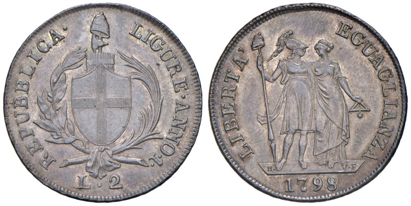 Genova. Repubblica Ligure (1798-1805). Da 2 lire 1798 anno I AG gr. 8,27. Pagani...