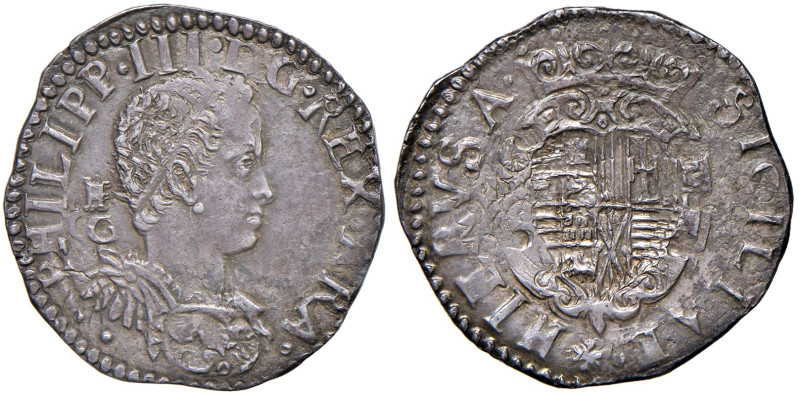 Napoli. Filippo III di Spagna (1598-1621). Tarì (sigle IAF/G; Giovanni Antonio F...