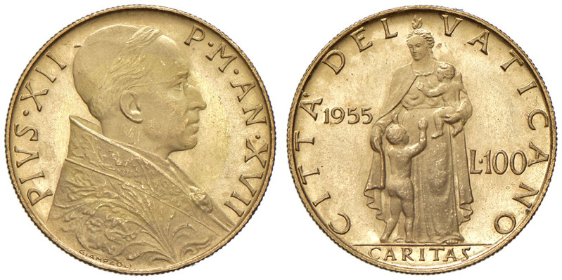 Roma. Stato della Città del Vaticano. Pio XII (1939-1958). Da 100 lire 1955 anno...