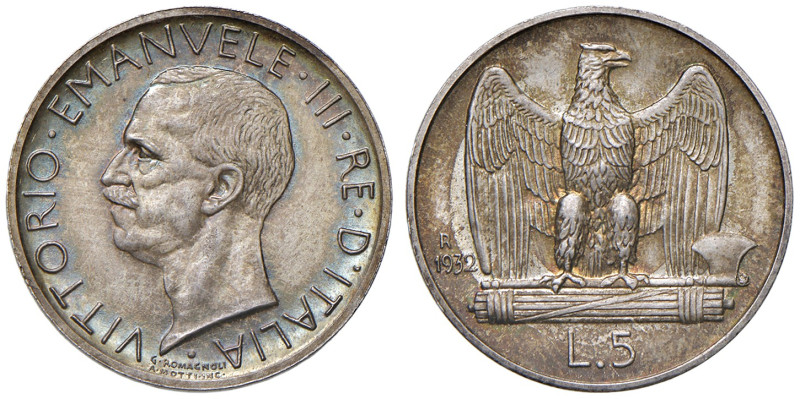 Savoia. Vittorio Emanuele III re d’Italia (1900-1946). Da 5 lire 1932 AG. Per nu...