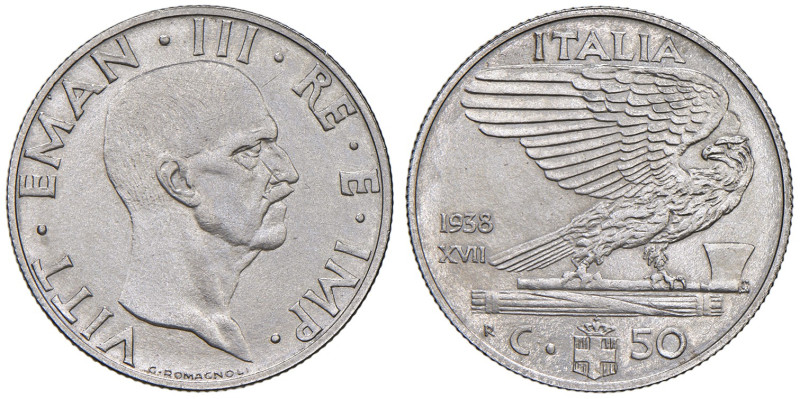 Savoia. Vittorio Emanuele III re d’Italia (1900-1946). Da 50 centesimi 1938/XVI ...