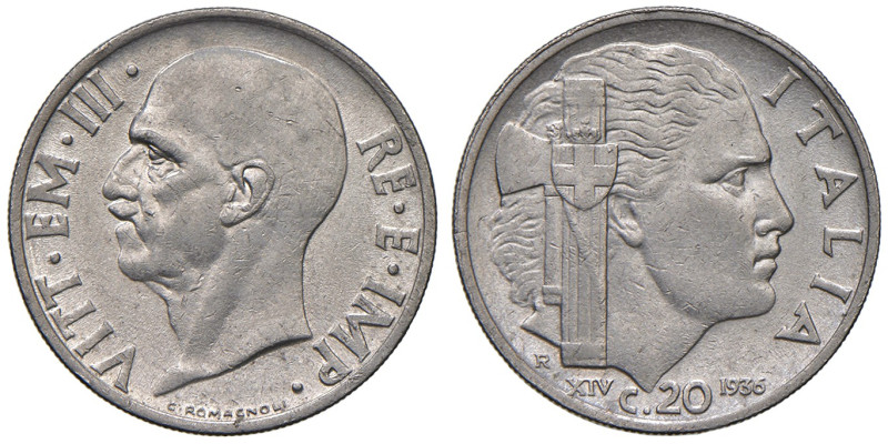 Savoia. Vittorio Emanuele III re d’Italia (1900-1946). Da 20 centesimi 1936/XIV ...