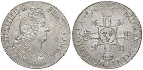 Francia. Luigi XIV (1643-1715). Scudo 1705-A (Parigi) AG gr. 27,07. Duplessy 1558. Davenport 1322. Tracce di ribattitura su altra moneta, SPL