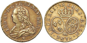 Francia. Luigi XV (1715-1774). Luigi 1729-AA (Metz) AV gr. 8,12. Duplessy 1640. Friedberg 461. Tiratura di 5.200 esemplari. Rarissimo. Patina rossicci...