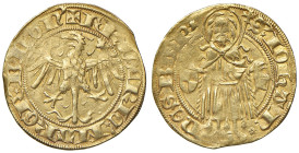 Germania. Brandeburgo. Federico I di Hohenzollern (1404-1440). Goldgulden 1419-1424 (Wöhrd, Norimberga) AV gr. 3,46. Friedberg 303. Rarissimo. BB