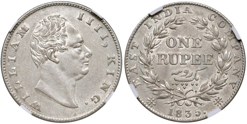 India. Impero britannico. Guglielmo IV (1830-1837). Rupia 1835 (Calcutta) AG. KM...