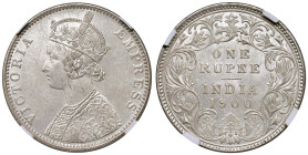 India. Impero britannico. Vittoria (1837-1901). Rupia 1900 (Calcutta) AG. KM 492. In slab Classical Coin Grading MS 62, cert. n. AB981577. Migliore di...