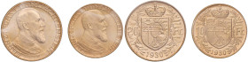 Liechtenstein. Francesco I (1929-1938). Da 20 e 10 franchi 1930 (Berna) AV. Friedberg 15, 16. Tiratura di 1.500 e 2.500 esemplari. Sigillate Raffaele ...