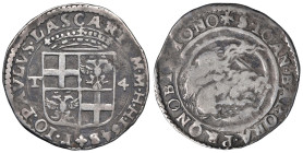 Malta. Giovanni Paolo Lascaris Castellar gran maestro (1636-1657). Da 4 tarì 1648 AG gr. 10,07. Restelli 21. Molto rara. BB/q.BB