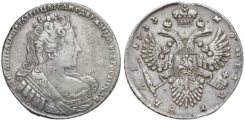 Russia. Anna (1730-1740). Rublo 1733 (Mosca) AG gr. 25,95. Bitkin 67. Davenport ...